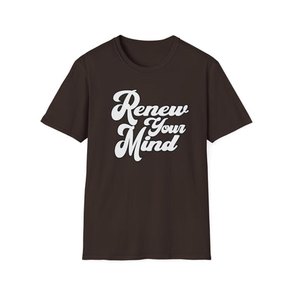 Renew Your Mind T-Shirt – Inspirational Script Tee for Positivity & Mindfulness