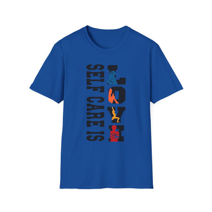 T-Shirt — "Self Care Is Love" Vertical Graphic Shirt | Mental Health & Self-Care Tee