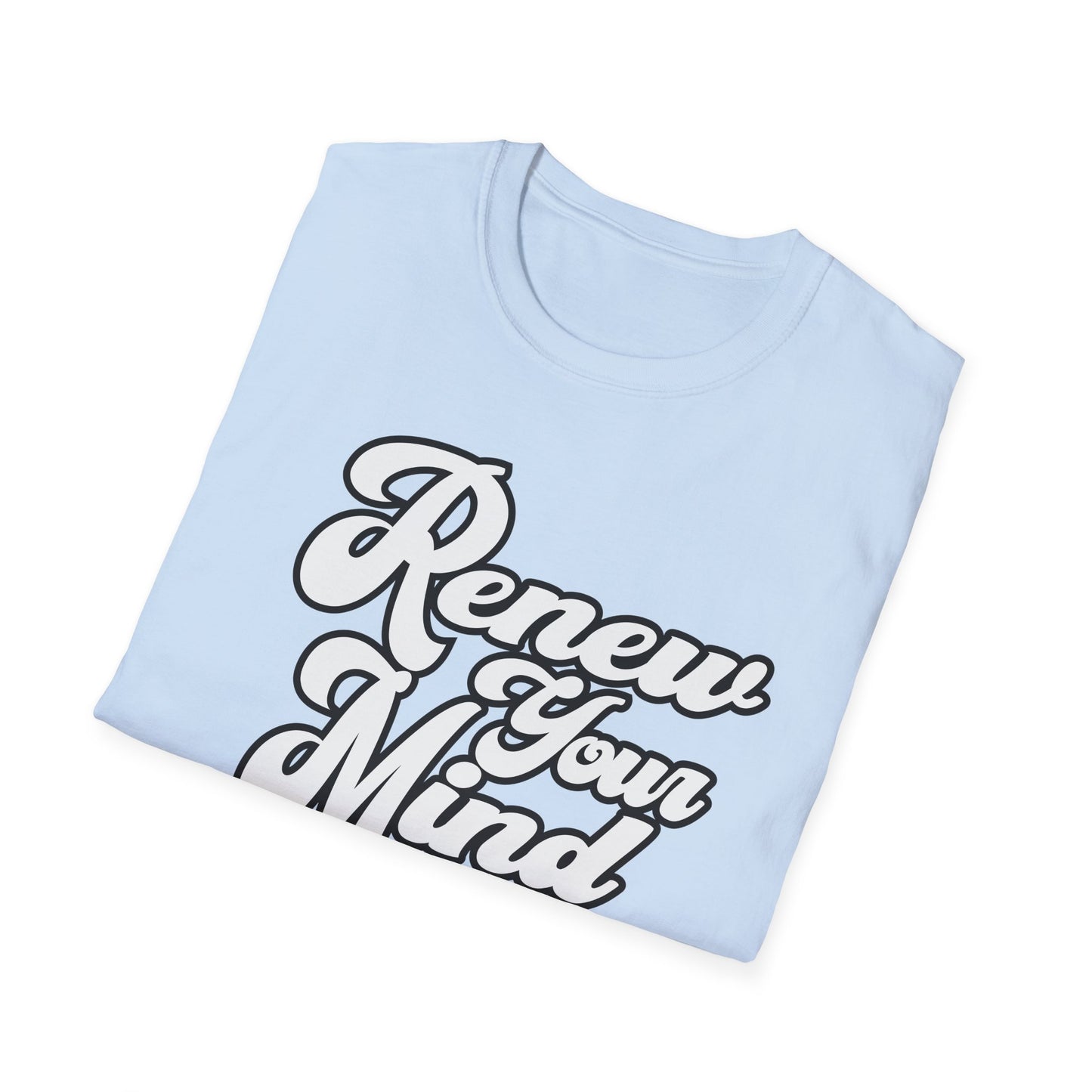 Renew Your Mind T-Shirt – Inspirational Script Tee for Positivity & Mindfulness