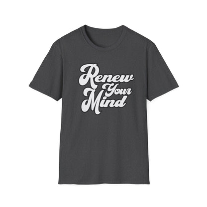 Renew Your Mind T-Shirt – Inspirational Script Tee for Positivity & Mindfulness