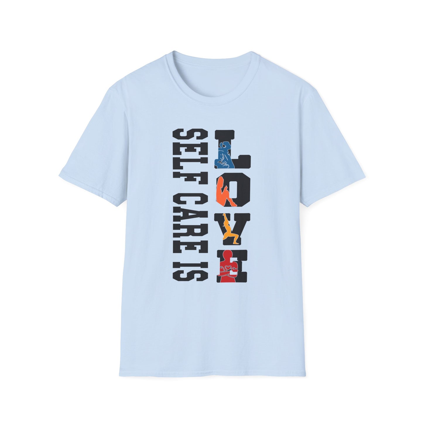 T-Shirt — "Self Care Is Love" Vertical Graphic Shirt | Mental Health & Self-Care Tee