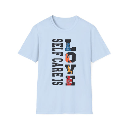T-Shirt — "Self Care Is Love" Vertical Graphic Shirt | Mental Health & Self-Care Tee