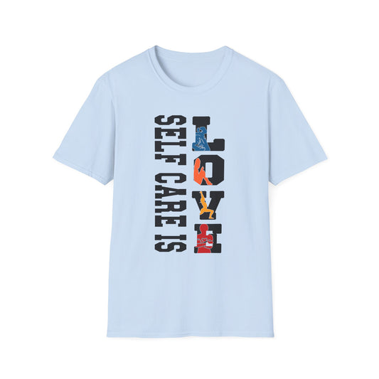 T-Shirt — "Self Care Is Love" Vertical Graphic Shirt | Mental Health & Self-Care Tee