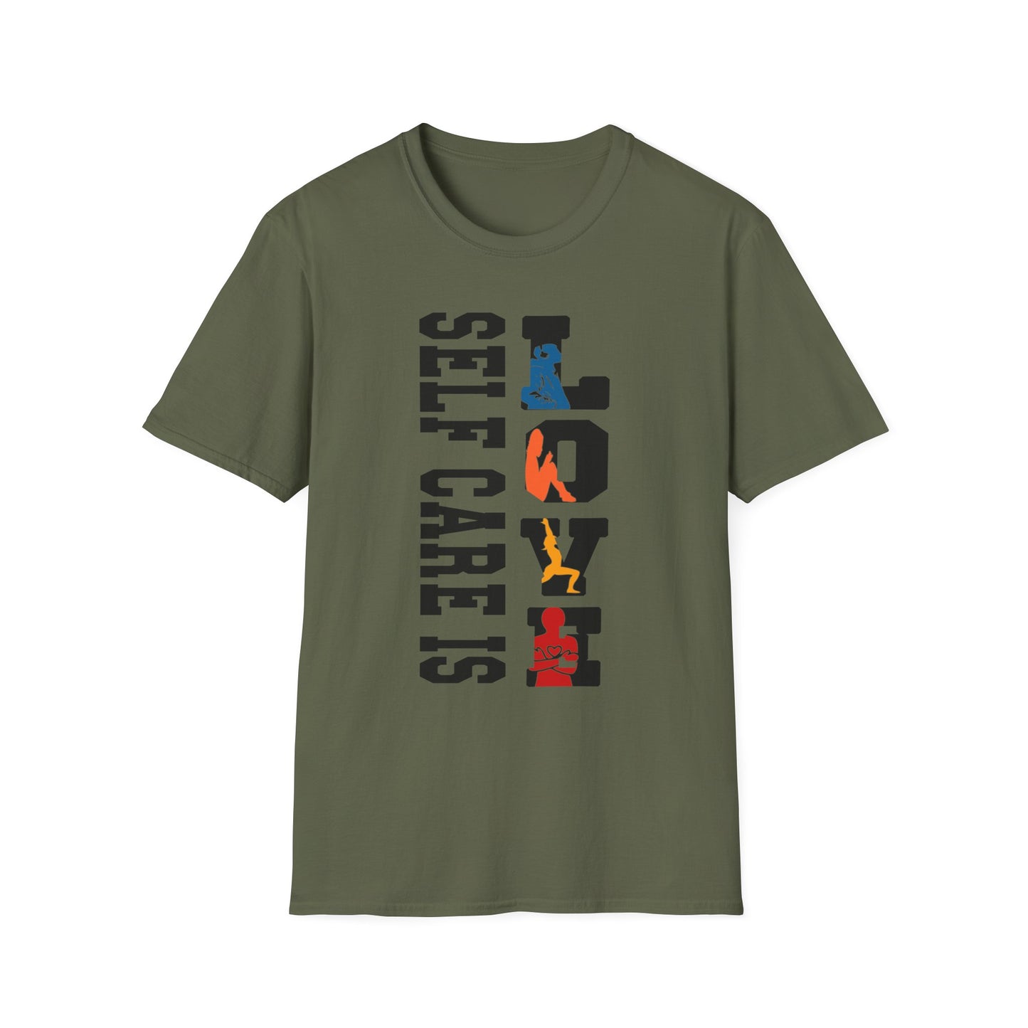 T-Shirt — "Self Care Is Love" Vertical Graphic Shirt | Mental Health & Self-Care Tee