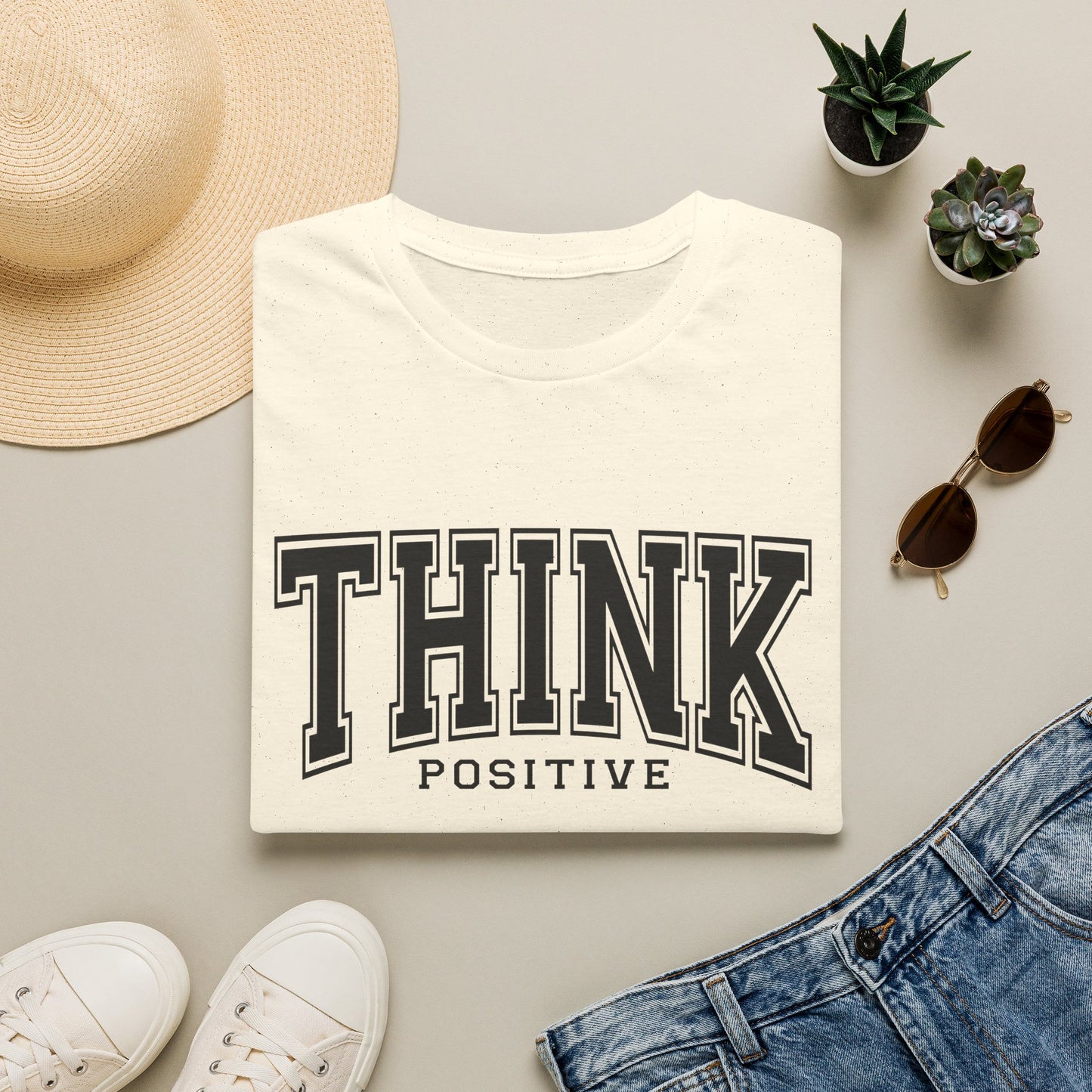 Think Positive T-Shirt — Inspirational Motivational Graphic Tee