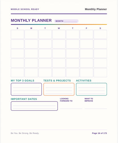 Middle School Ready: My 6th Grade Success Digital Planner