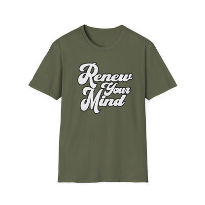 Renew Your Mind T-Shirt – Inspirational Script Tee for Positivity & Mindfulness