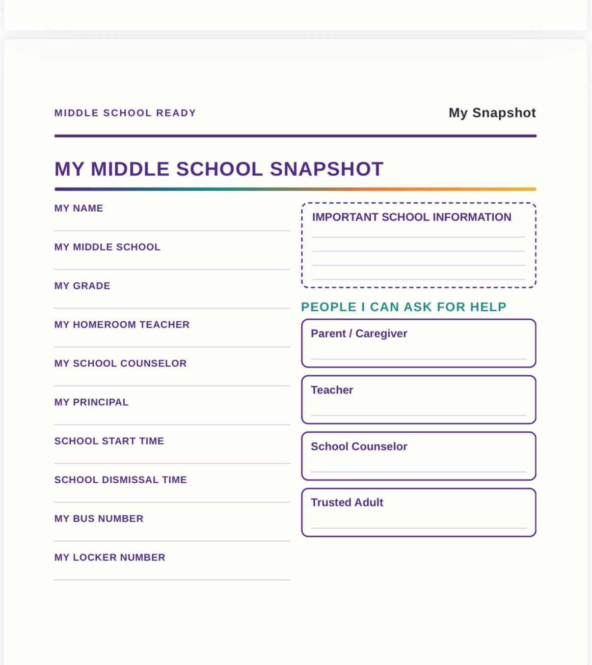 Middle School Ready: My 6th Grade Success Digital Planner