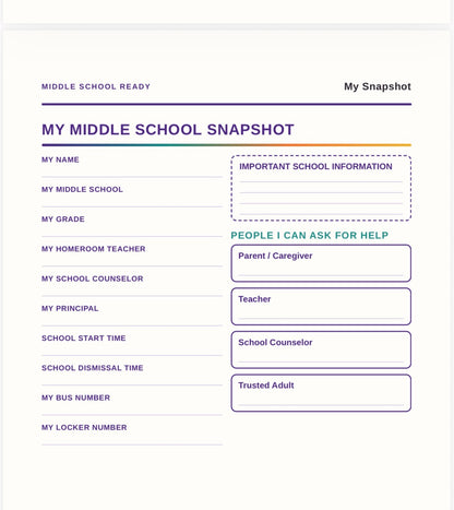 Middle School Ready: My 6th Grade Success Digital Planner