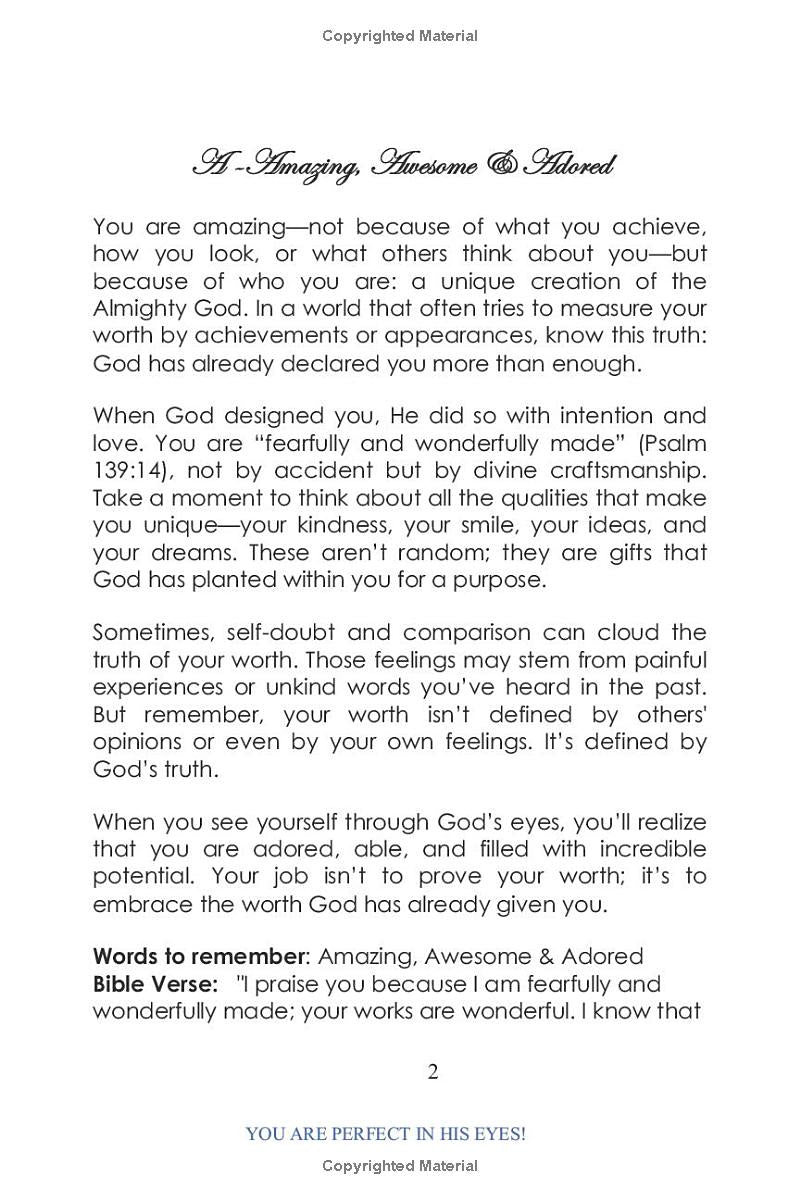 Perfect In His Eyes: Faith- Filled Affirmations from A to Z to Build Self-Esteem